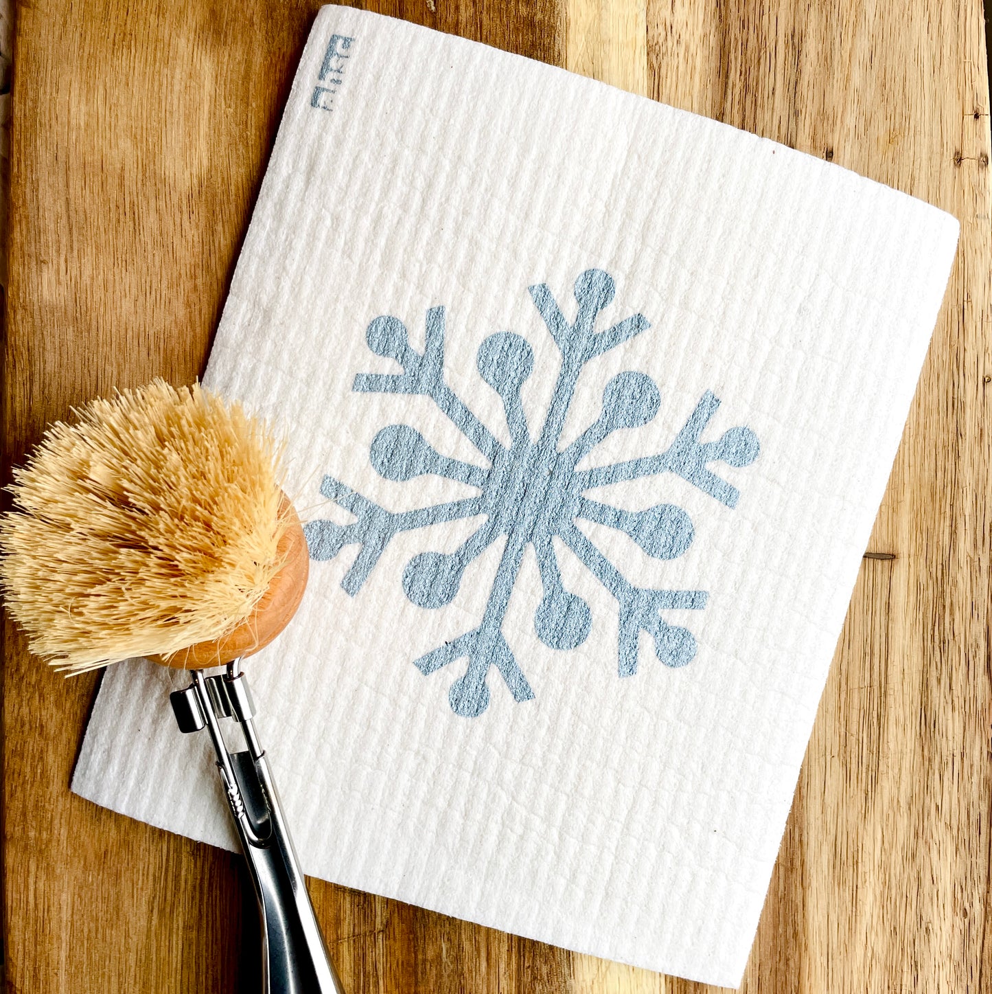 Silver Snowflake Printed Eco Cloth