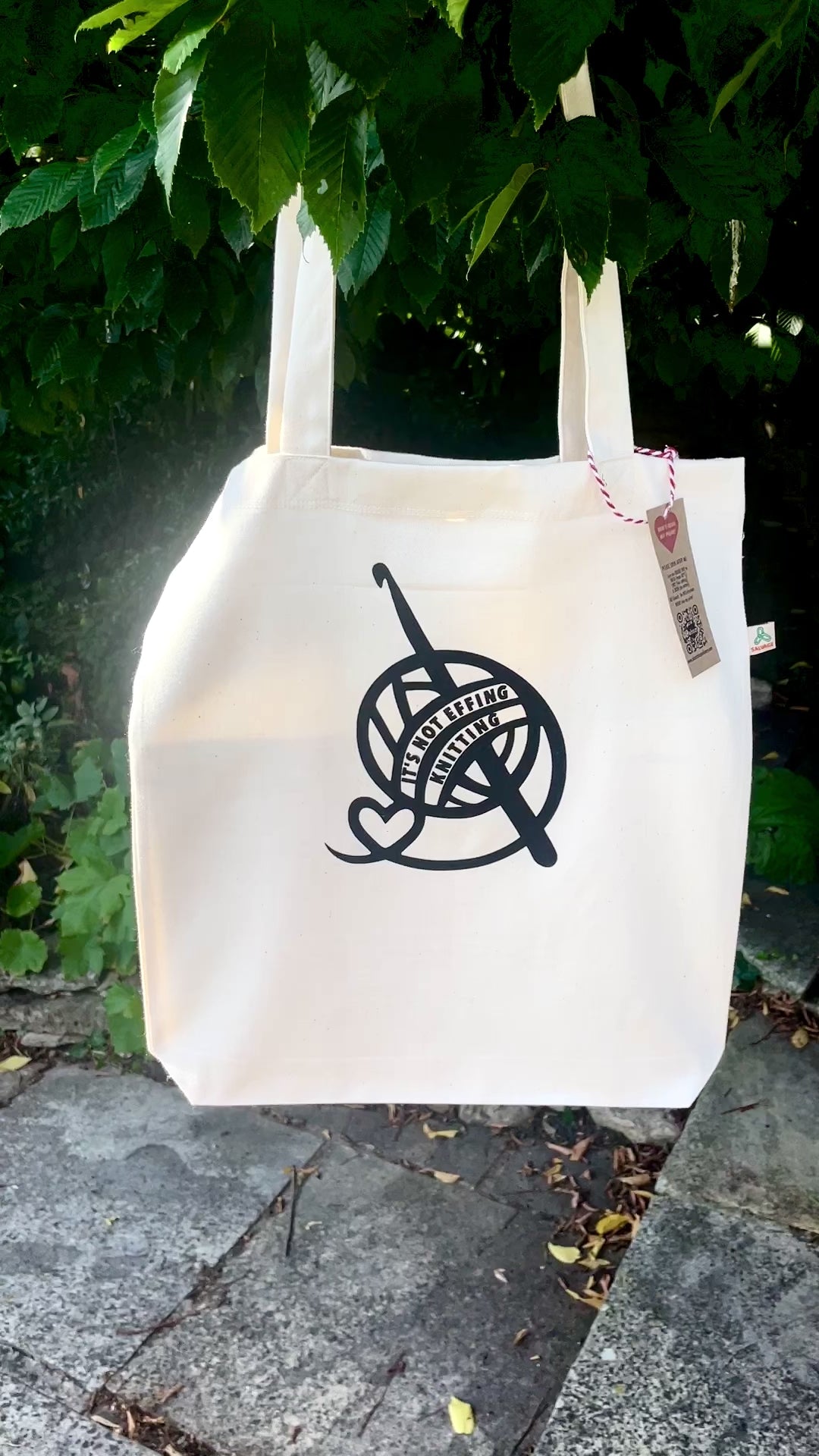 It's not effing knitting Tote Bag swinging in the breeze